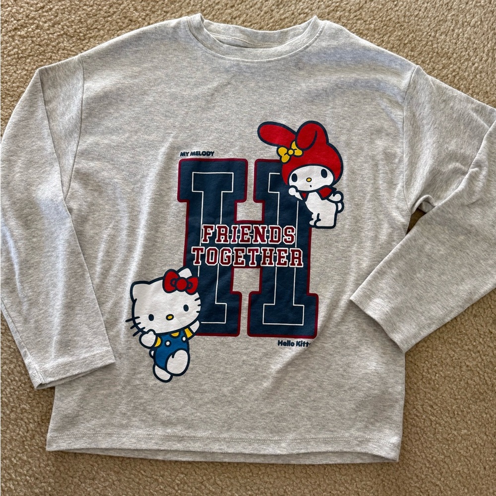 Hello Kitty My Melody Friends Together Gray Long Sleeve Shirt